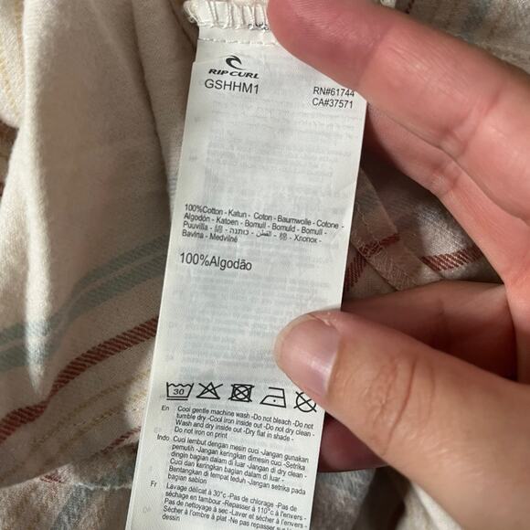 Rip Curl Women's Sayulita Flannel long sleeve shirt bone plaid Medium NWT - Picture 6 of 7